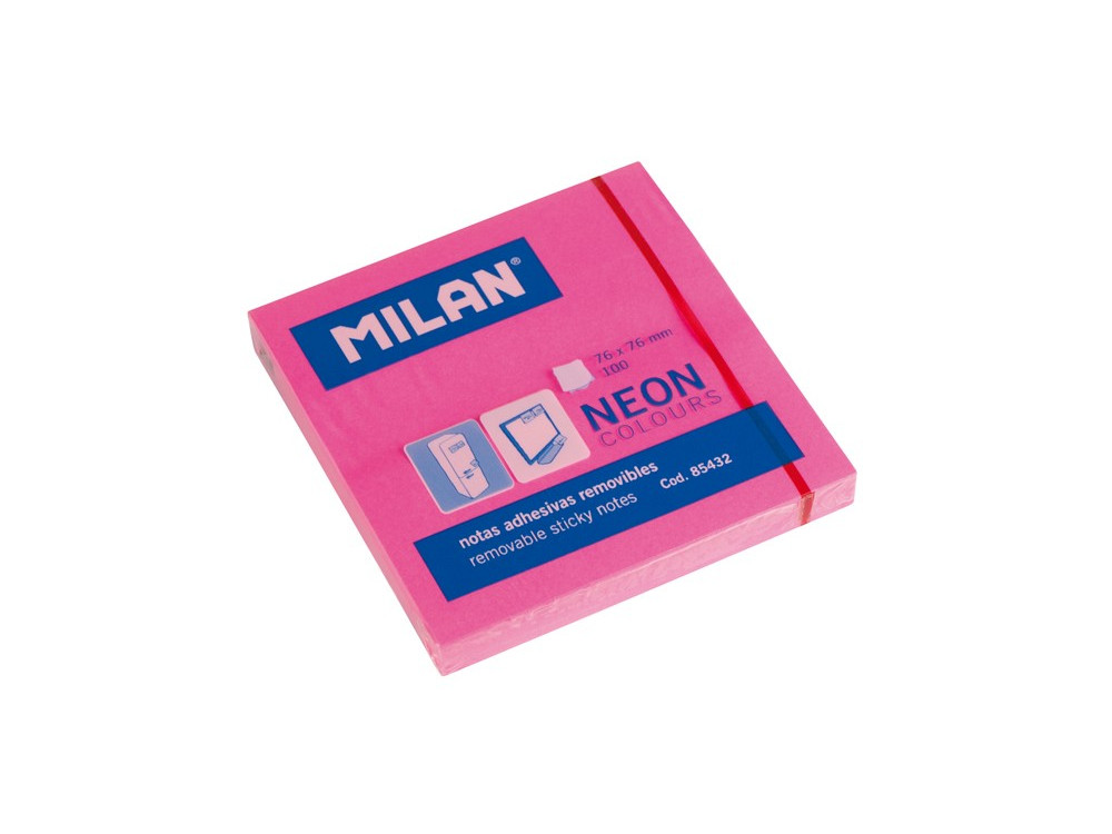 Karteczki samoprzylepne 76 x 76 mm - Milan - różowe, 100 szt.