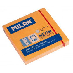 Karteczki neonowe samoprzylepne MILAN 76 x 76 mm 100 szt. pomarańczowe