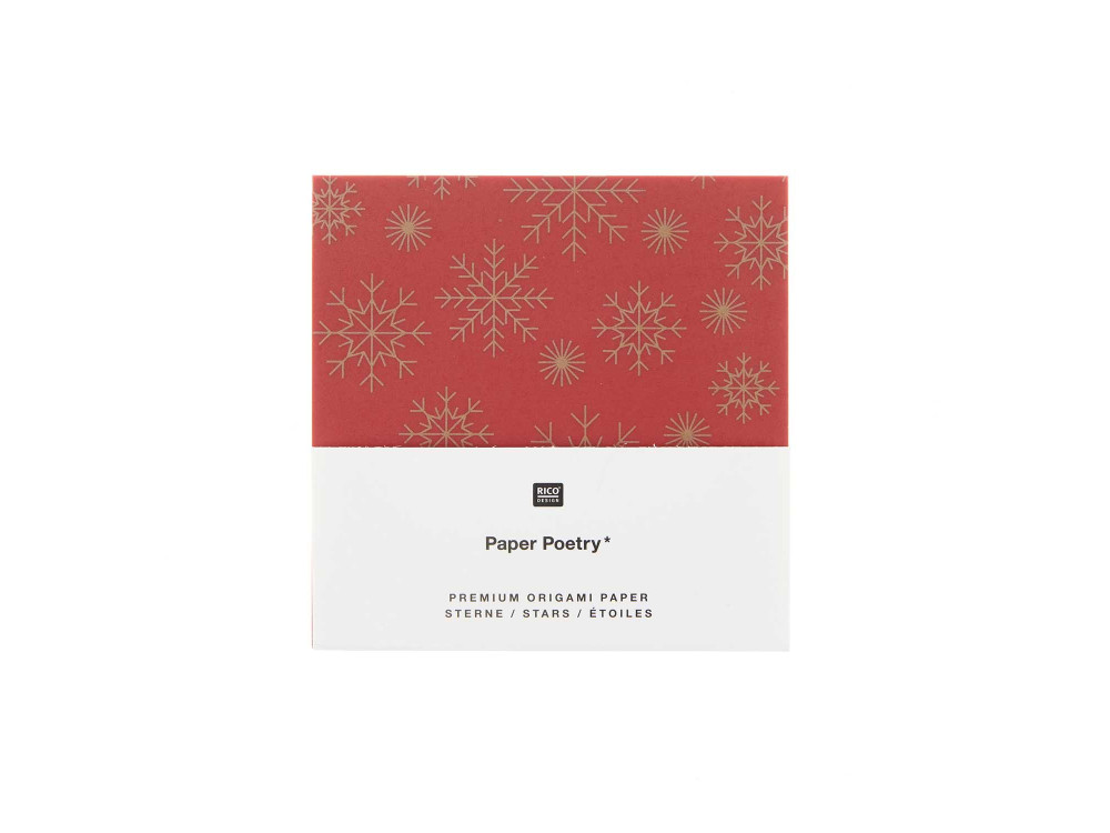 Papier origami, Ice Crystals - Paper Poetry - czerwony, 10 x 10 cm, 32 ark.