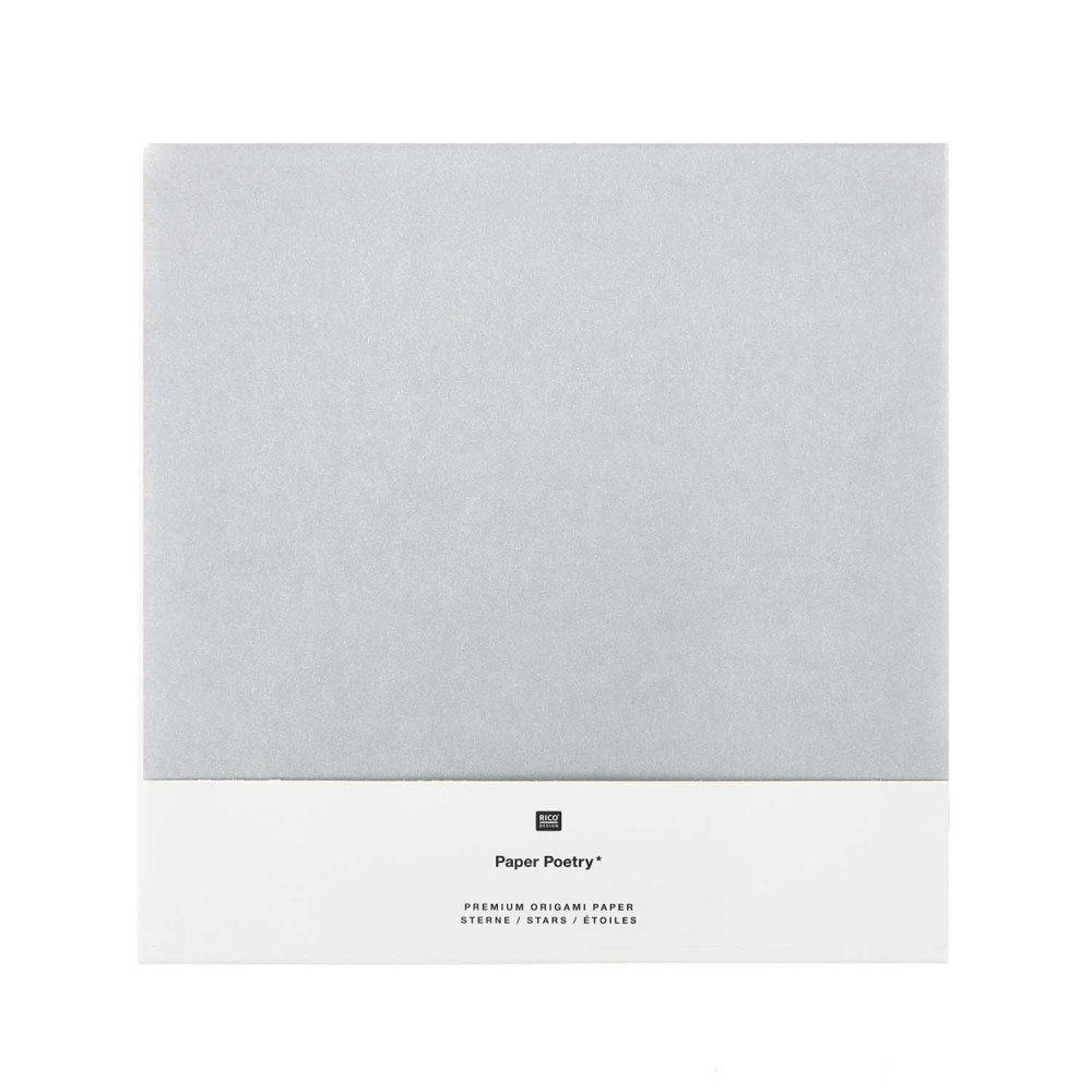 Papier origami - Paper Poetry - biało-srebrny, 15 x 15 cm, 32 ark.