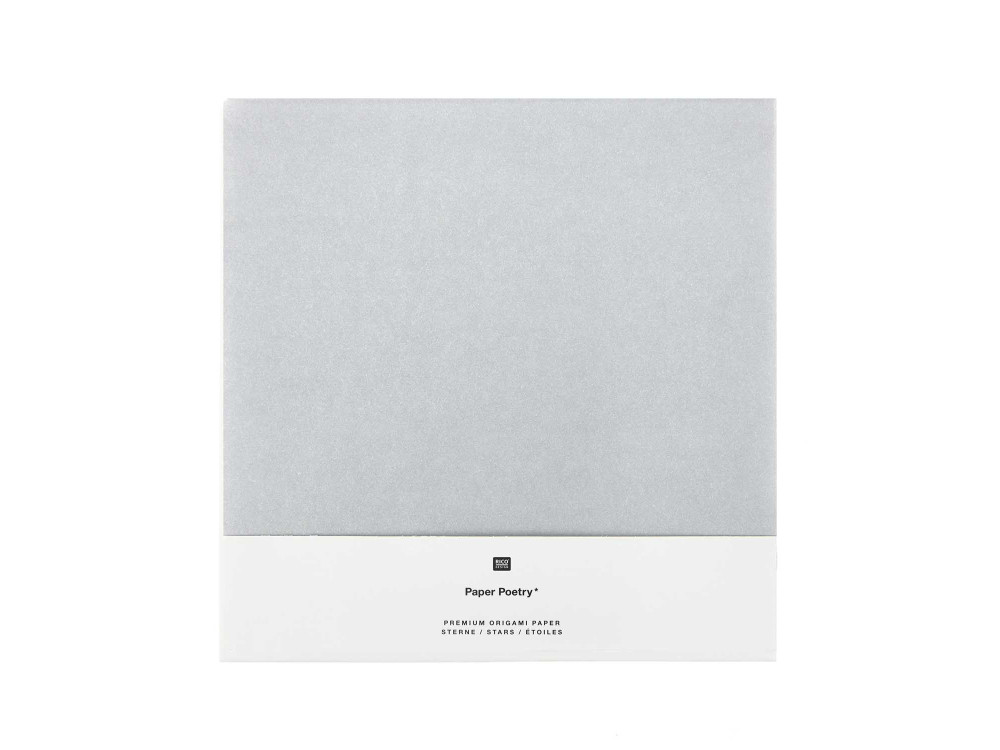 Papier origami - Paper Poetry - biało-srebrny, 15 x 15 cm, 32 ark.