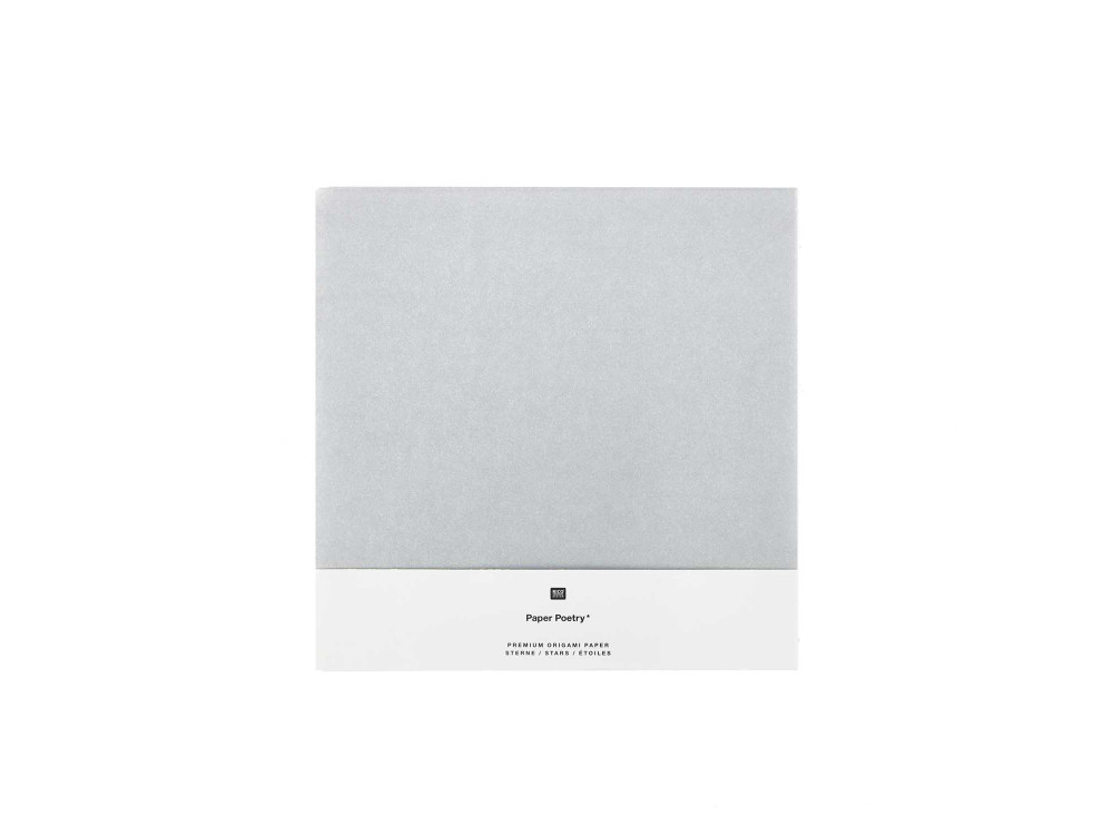 Origami paper - Paper Poetry - white and silver, 10 x 10 cm, 32 sheets