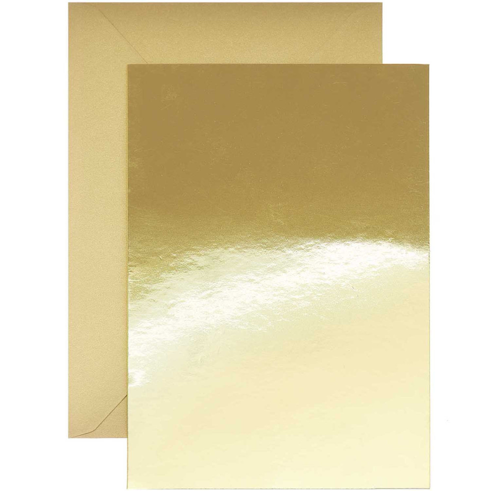 Set of folded cards and envelopes - Paper Poetry - Mirror Gold, B6, 10 pcs.