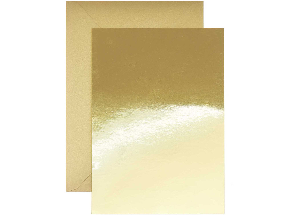 Set of folded cards and envelopes - Paper Poetry - Mirror Gold, B6, 20 pcs.