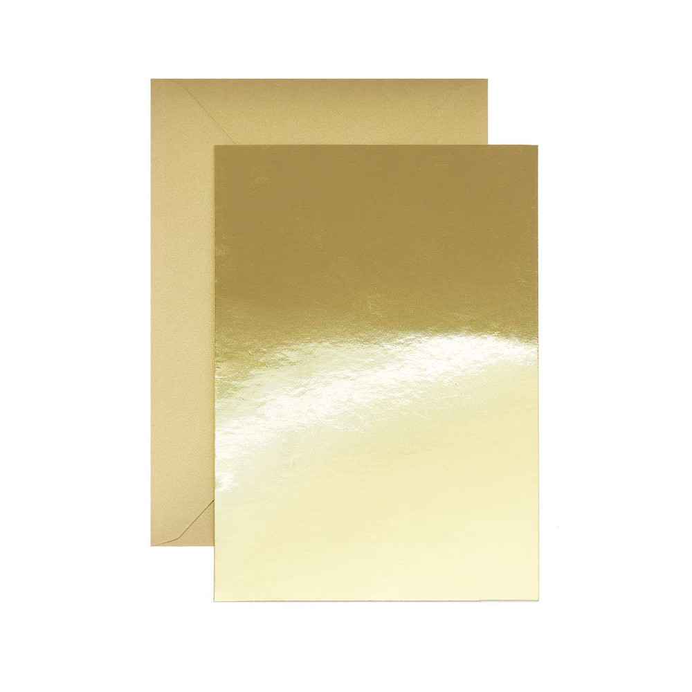 Set of folded cards and envelopes - Paper Poetry - Mirror Gold, A7, C7, 10 pcs.