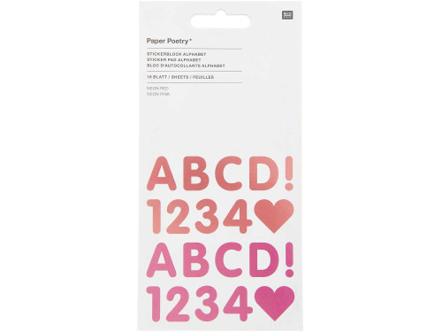 Sticker pad, Alphabet - Paper Poetry - Neon, 16 sheets