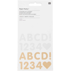 Sticker pad, Alphabet - Paper Poetry - White & Kraft, 16 sheets