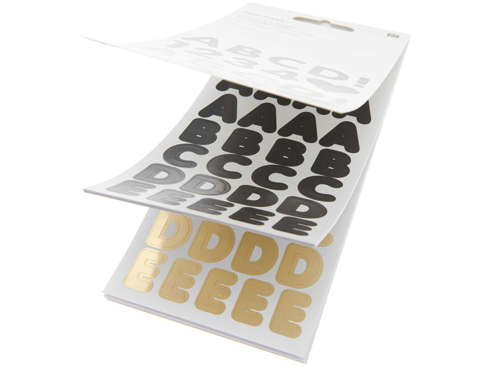 Naklejki papierowe, Alfabet - Paper Poetry - Black & Gold, 16 arkuszy