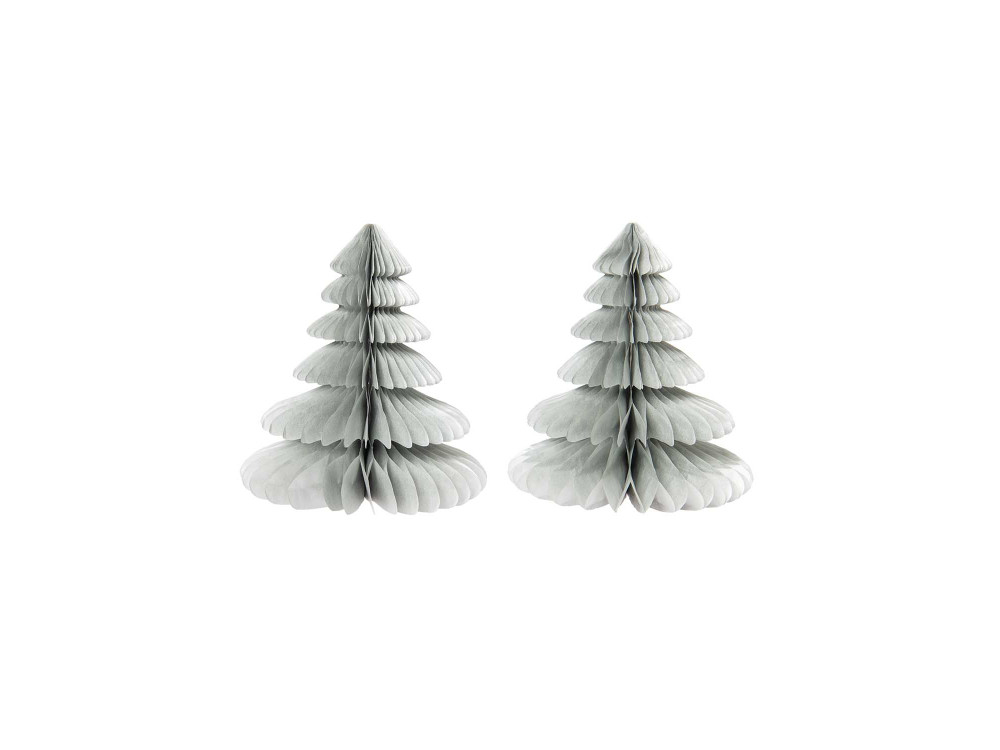 Paper honeycomb baubles, Christmas tree - Rico Design - silver, 20 cm, 2 pcs.