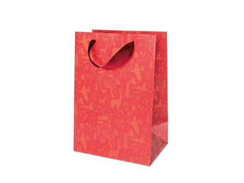 Torba prezentowa, Zimowa - Rico Design - czerwona, 18 x 26 x 12 cm