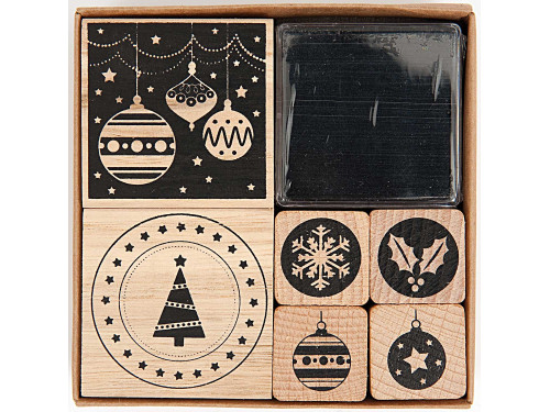 Wooden stamp set, Modern Christmas - Rico Design - 6 pcs.