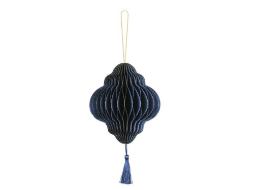 Paper honeycomb bauble, Lantern - navy blue, 13,2 x 15 cm