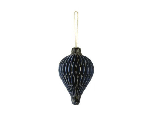 Paper honeycomb bauble, Drop - navy blue, 8 x 12 cm