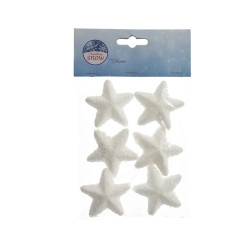 Styrofoam Star baubles - white, 8 cm, 6 pcs.