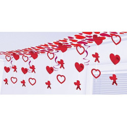 Hanging decoration hearts - red, 365 x 30 cm
