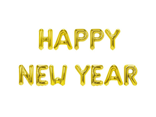 Foil balloons, Happy New Year - gold, 40 cm, 12 pcs.