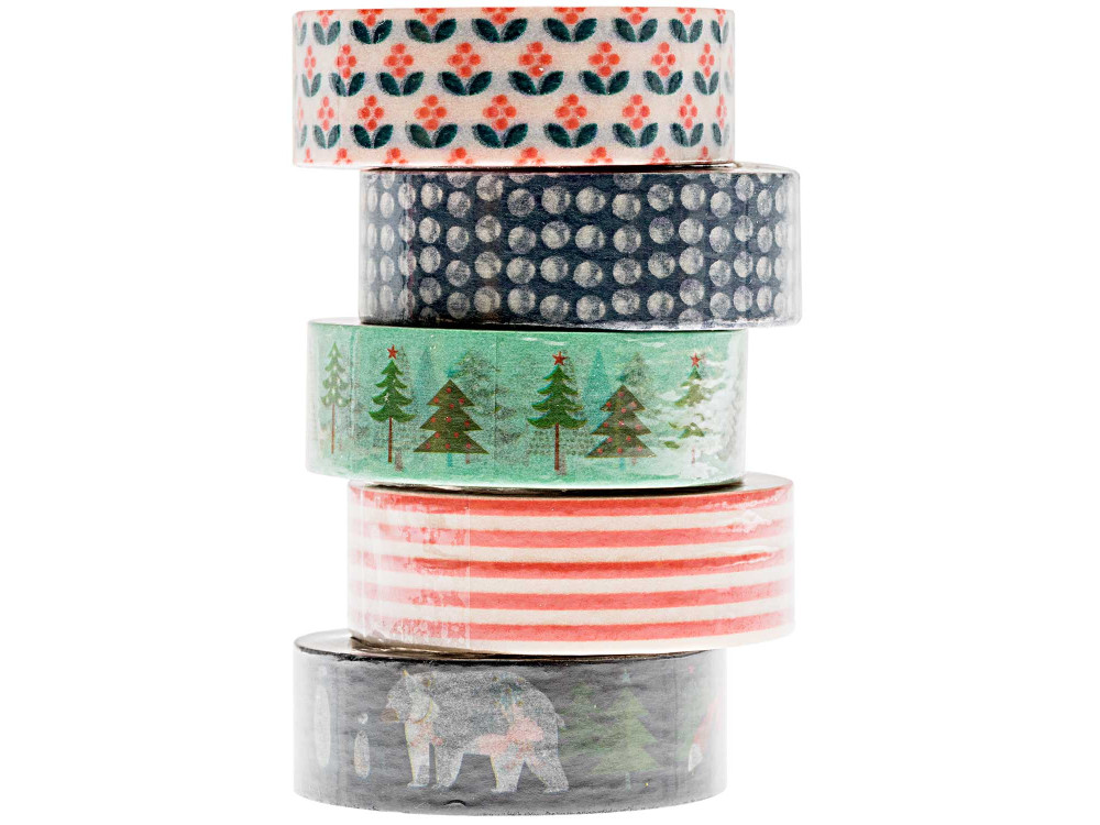 Set of washi tapes, Winter Forest - Paper Poetry - 15 mm x 10 m, 5 pcs.