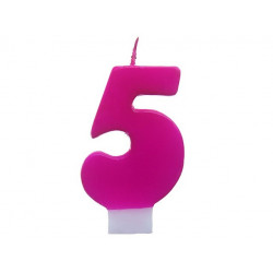 Birthday candle, pink - number 5