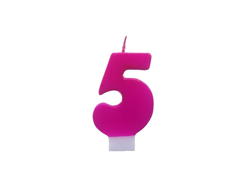 Birthday candle, pink - number 5