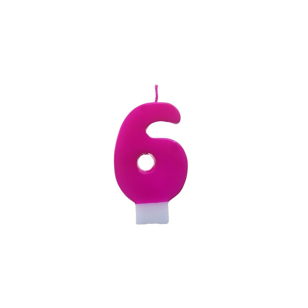 Birthday candle, pink - number 6
