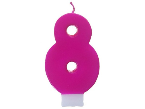 Birthday candle, pink - number 8
