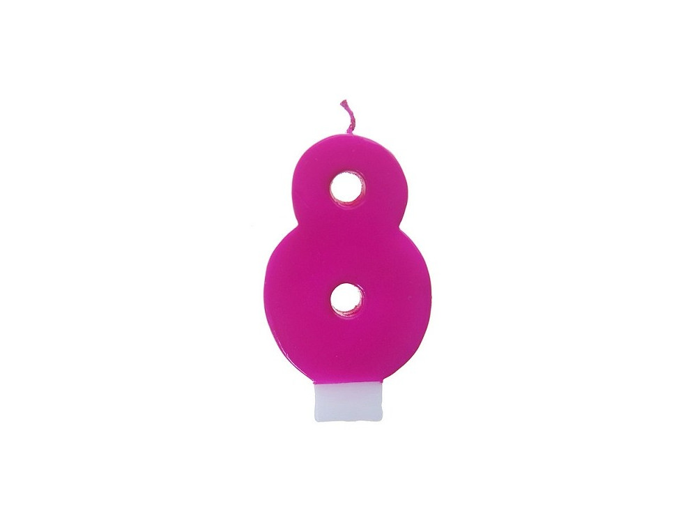 Birthday candle, pink - number 8