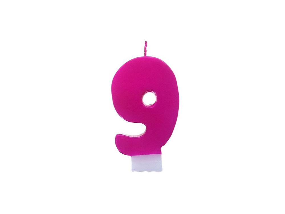 Birthday candle, pink - number 9