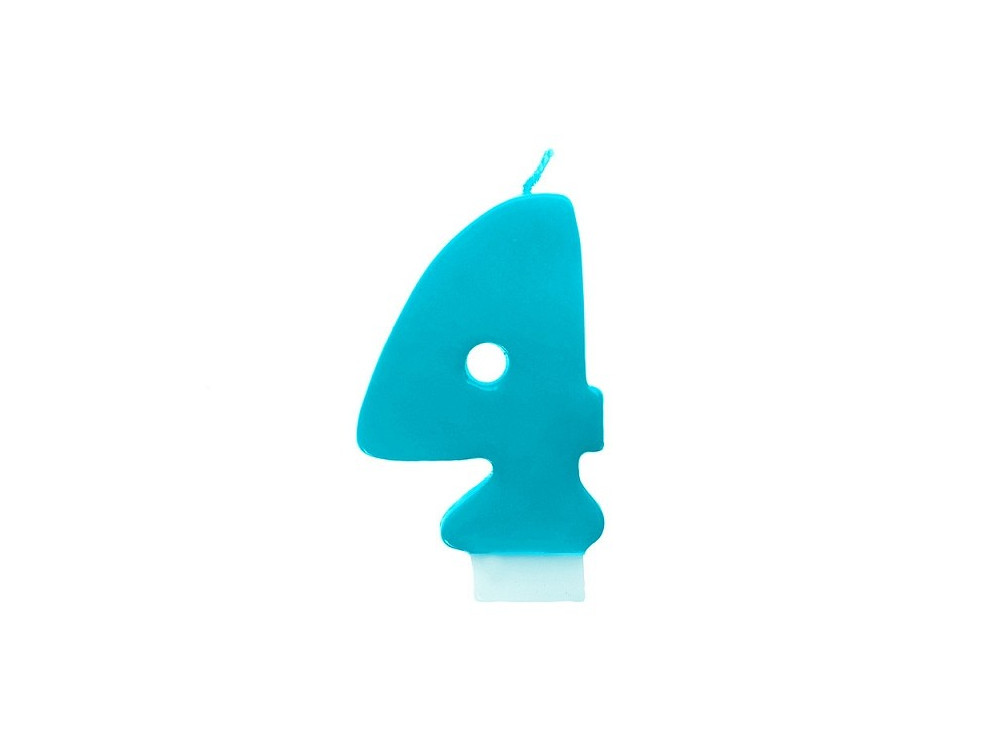 Birthday candle, turquoise - number 4