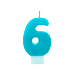 Birthday candle, turquoise - number 6