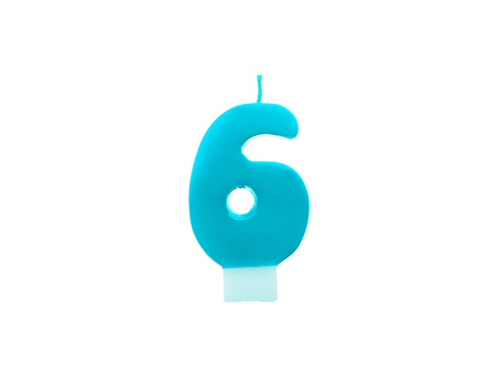 Birthday candle, turquoise - number 6