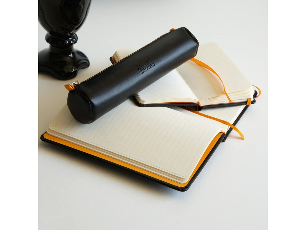 Rhodiarama round pencil case - Rhodia - black, 5 x 21,5 cm