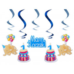 First birthday Swirls blue, 60 cm
