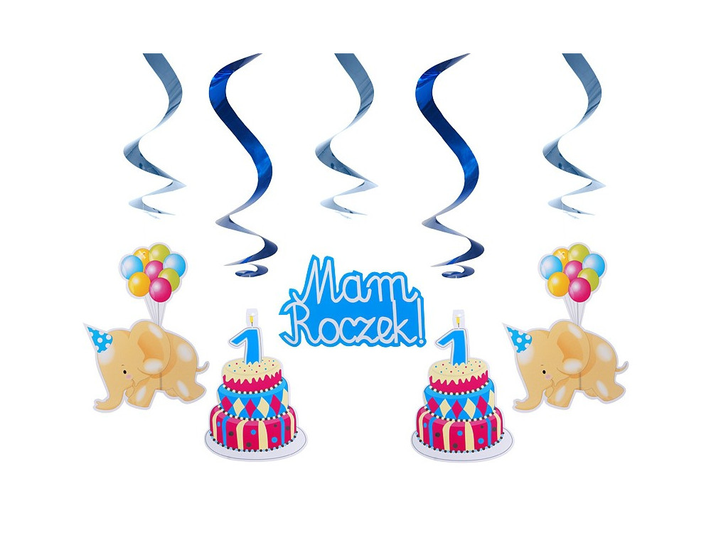Świderki urodzinowe Mam Roczek - niebieskie, 60cm