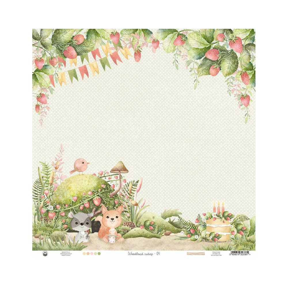 Papier do scrapbookingu 30,5 x 30,5 cm - Piątek Trzynastego - Woodland cuties 04