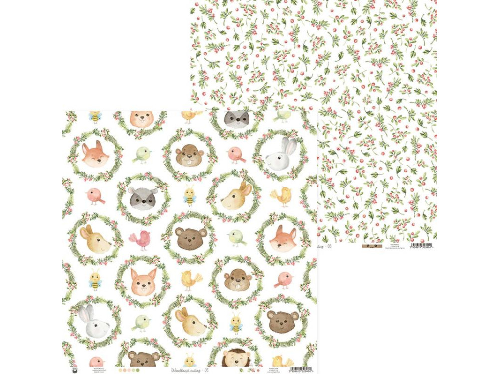 Set of scrapbooking papers 15,3 x 15,3 cm - Piątek Trzynastego - Woodland cuties