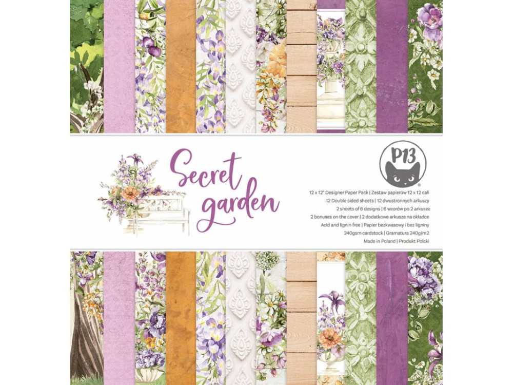 Set of scrapbooking papers 30,5 x 30,5 cm - Piątek Trzynastego - Secret garden
