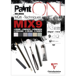 Paint'On Mix Media 9 paper pad - Clairefontaine - colorful, A3, 250g, 27 sheets