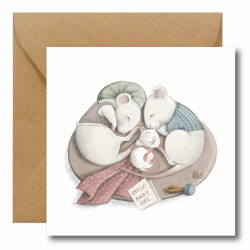 Greeting card - Hi Little - Hello Baby Girl, 14,5 x 14,5 cm