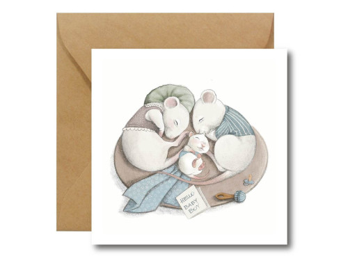 Greeting card - Hi Little - Hello Baby Boy, 14,5 x 14,5 cm