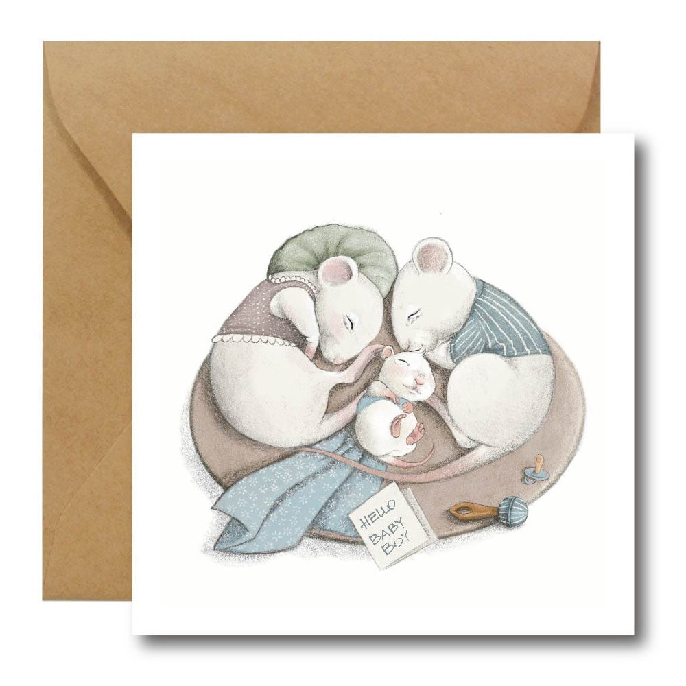 Greeting card - Hi Little - Hello Baby Boy, 14,5 x 14,5 cm