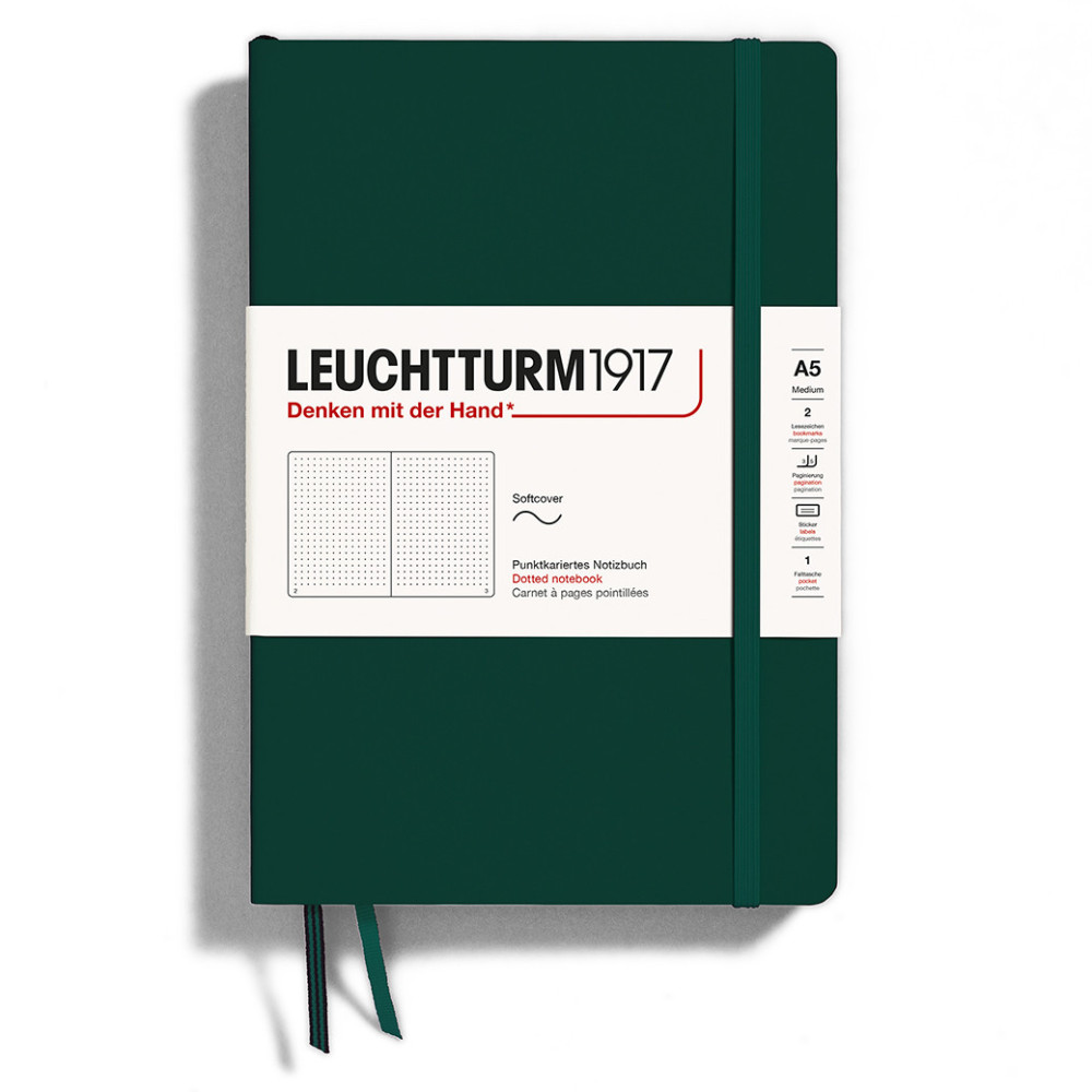 Notebook A5 - Leuchtturm1917 - dotted, softcover, Forest Green, 80 g/m2