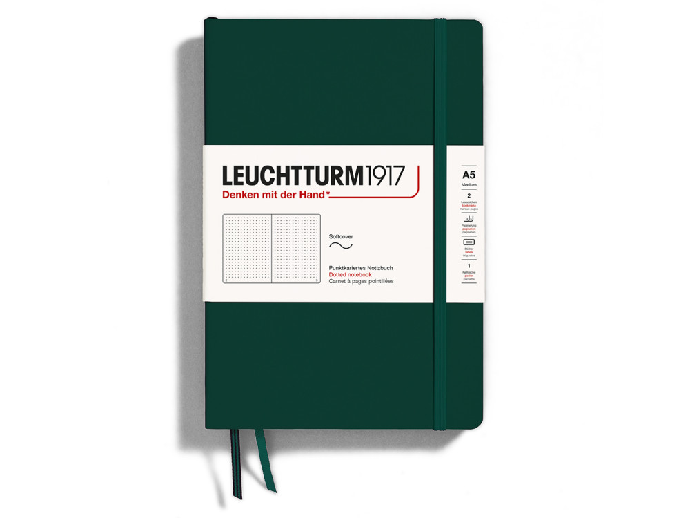 Notebook A5 - Leuchtturm1917 - dotted, softcover, Forest Green, 80 g/m2