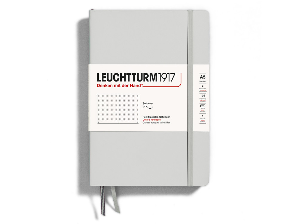 Notatnik A5 - Leuchtturm1917 - w kropki, miękka okładka, Light Grey, 80 g/m2