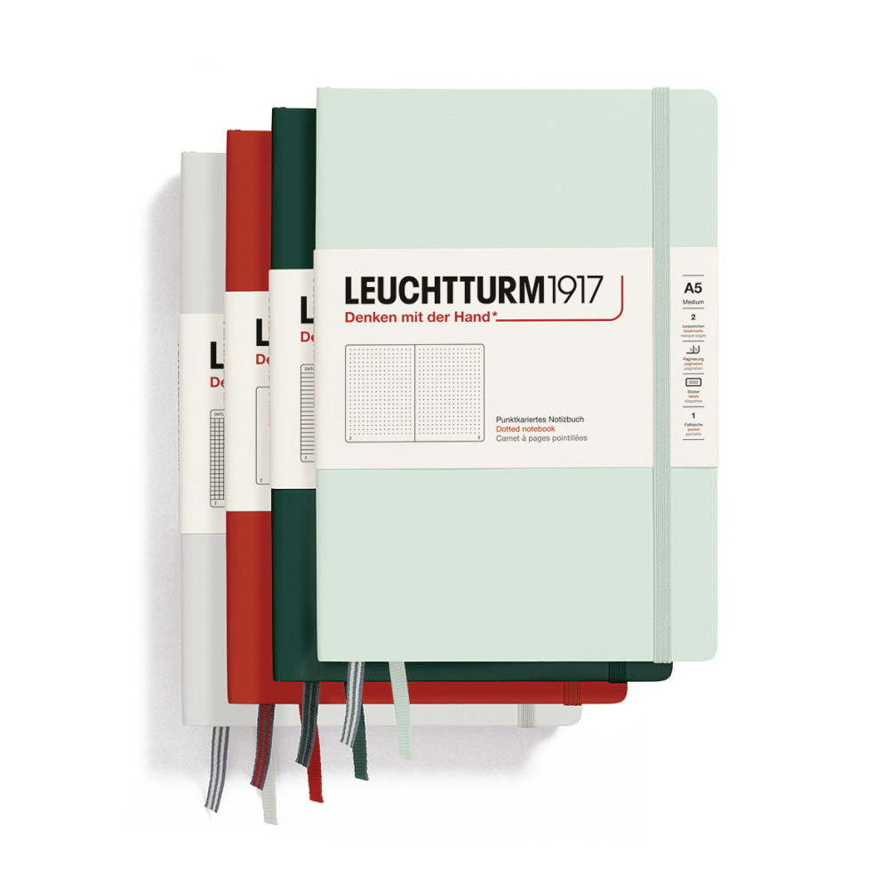 Notatnik A5 - Leuchtturm1917 - w linie, twarda okładka, Forest Green, 80 g/m2