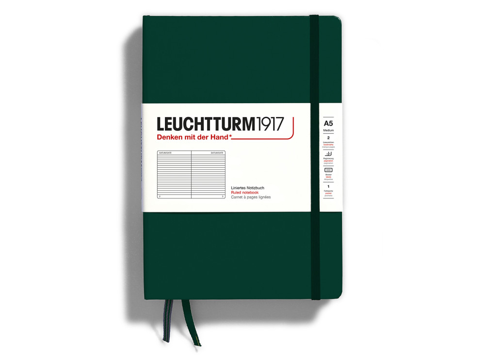 Notebook A5 - Leuchtturm1917 - ruled, hardcover, Forest Green, 80 g/m2