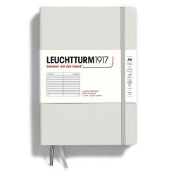 Notatnik A5 - Leuchtturm1917 - w linie, twarda okładka, Light Grey, 80 g/m2
