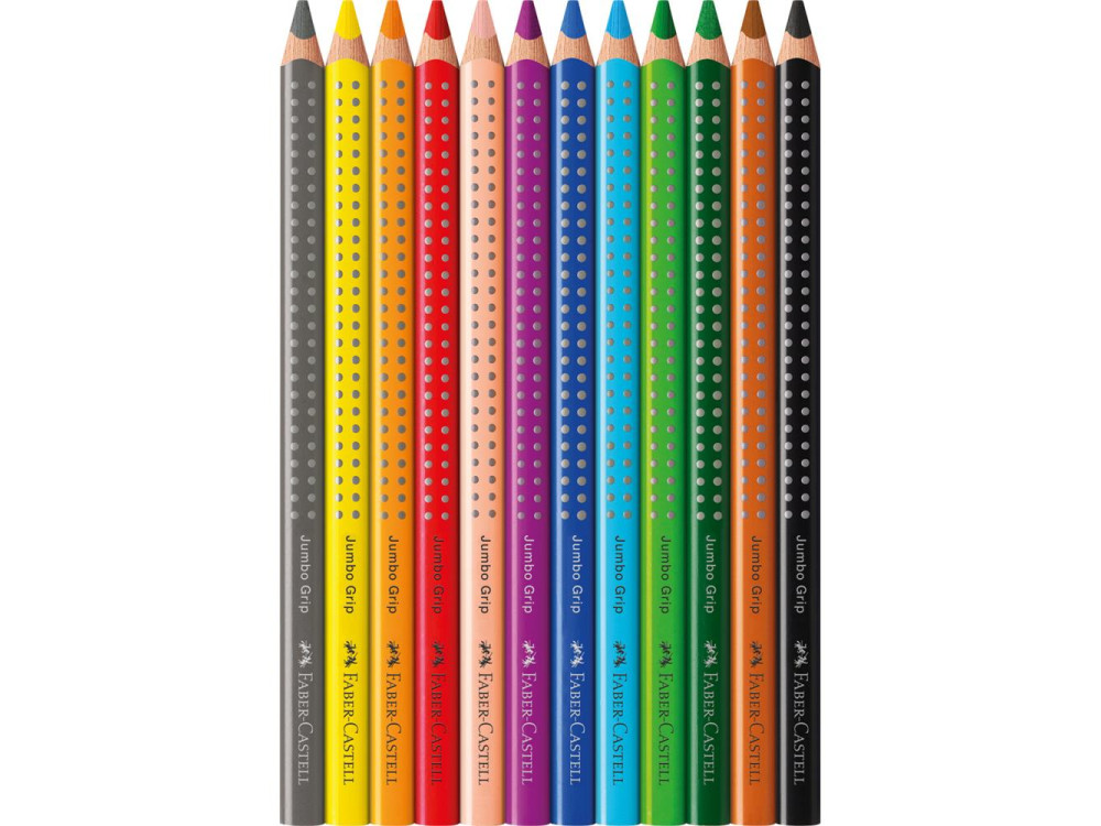 Jumbo Grip triangular colored pencils + sharpener - Faber-Castell - 12 colors