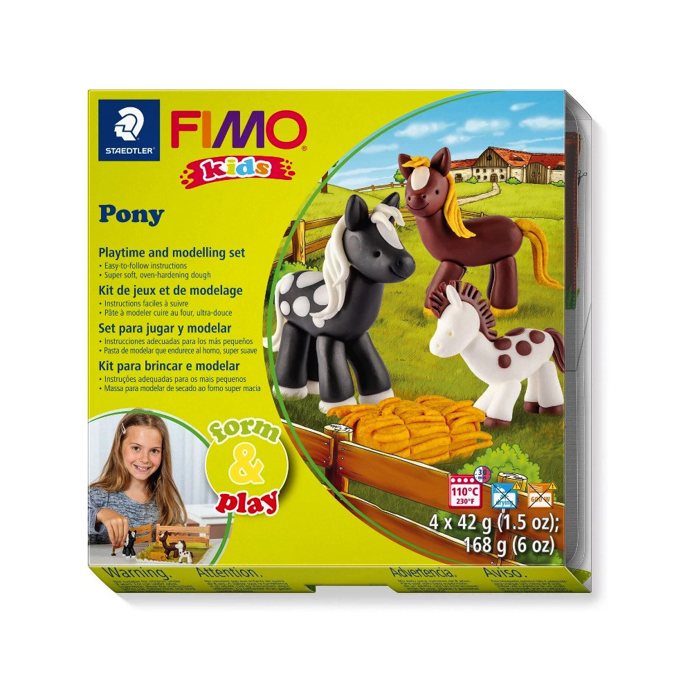Zestaw Fimo Kids Form & Play - Staedtler - Kucyki, 4 kolory x 42 g