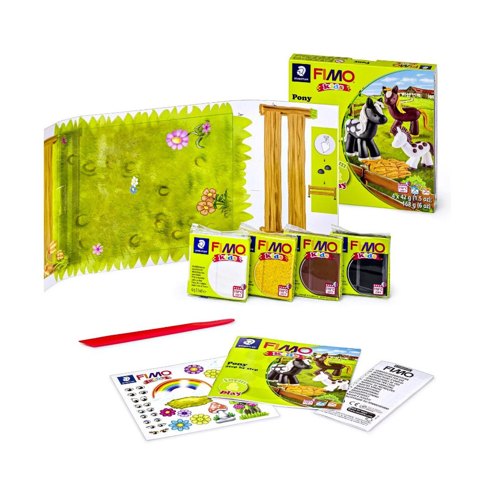 Zestaw Fimo Kids Form & Play - Staedtler - Kucyki, 4 kolory x 42 g