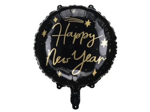 Foil balloon, Happy New Year - black, 45 cm